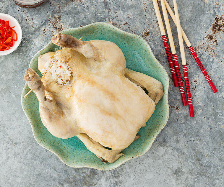Steamed Whole Chicken with Rice and XO Sauce