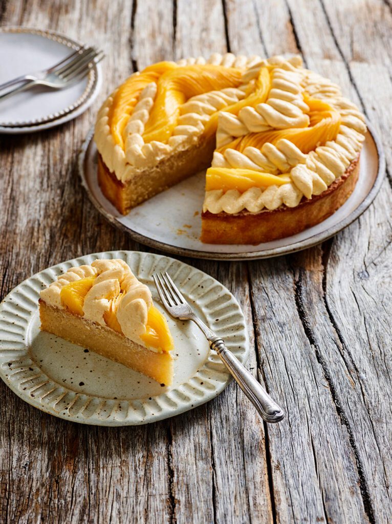 Mango and coconut mochi cake