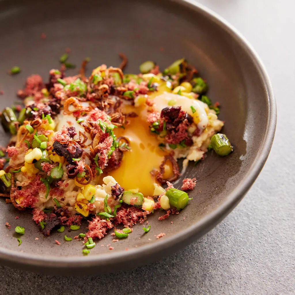 Chef Michael Meredith's eggs, oats and ham dish