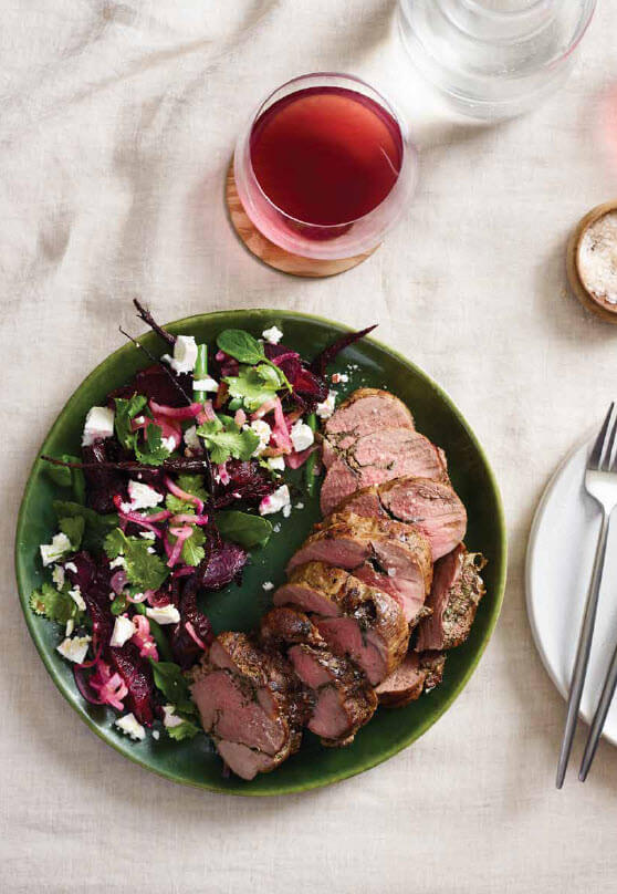 Roast lamb with baby spinach and beetroot salad - Miele Experience Centre