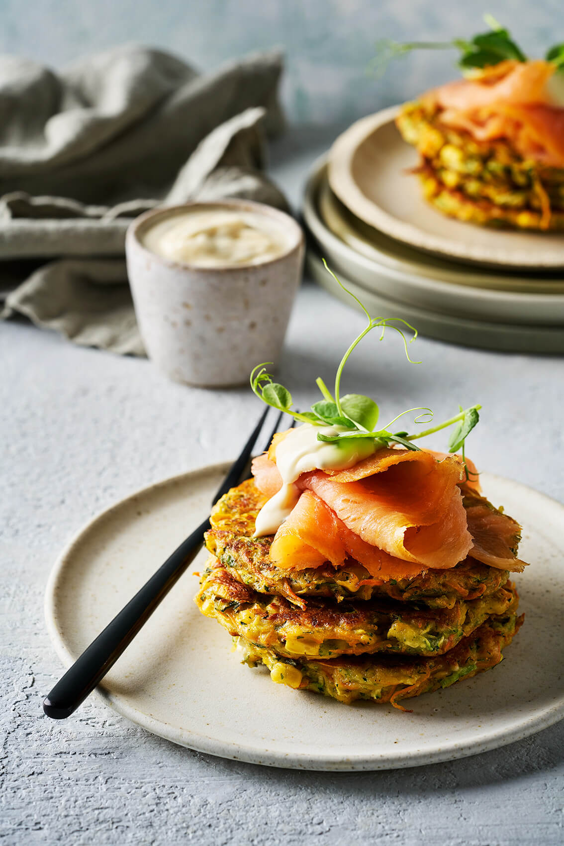 Zucchini, sweet potato and corn fritters - Miele Experience Centre