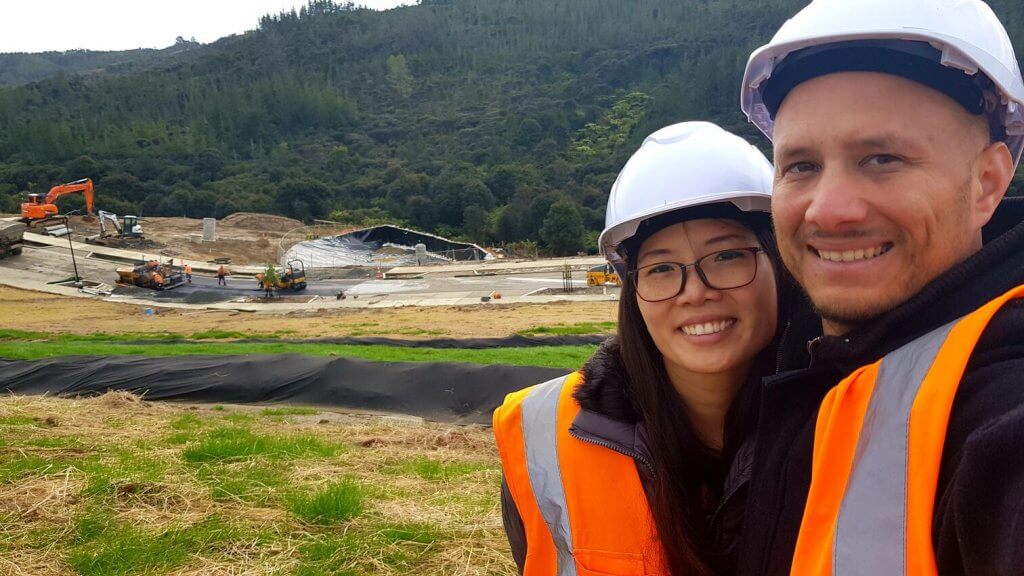 Team Wunderbar, Andreas and Anna, at the build site of their passive house