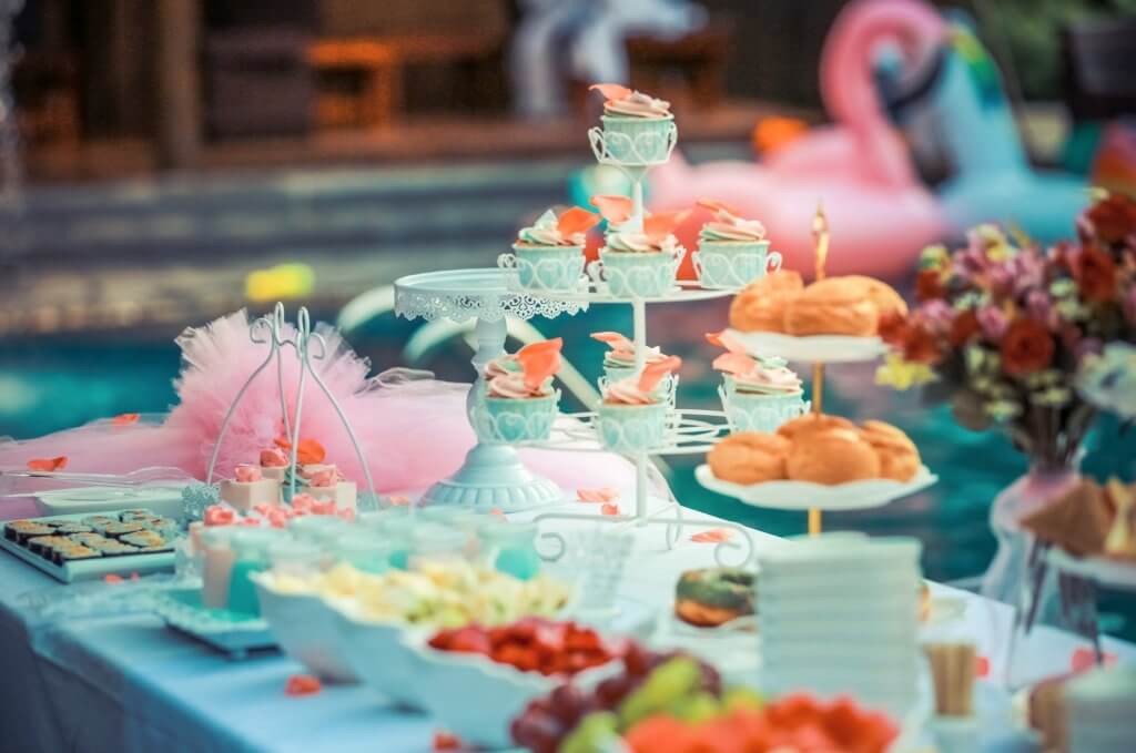 food served at a summer poolside party