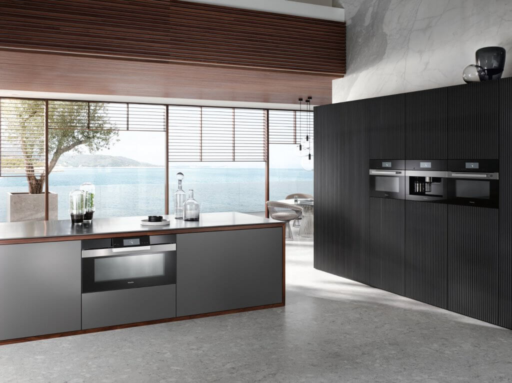 Modern kitchen equipped with built-in Miele appliances